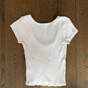 Cotton On White Ribbed Short Sleeve Top